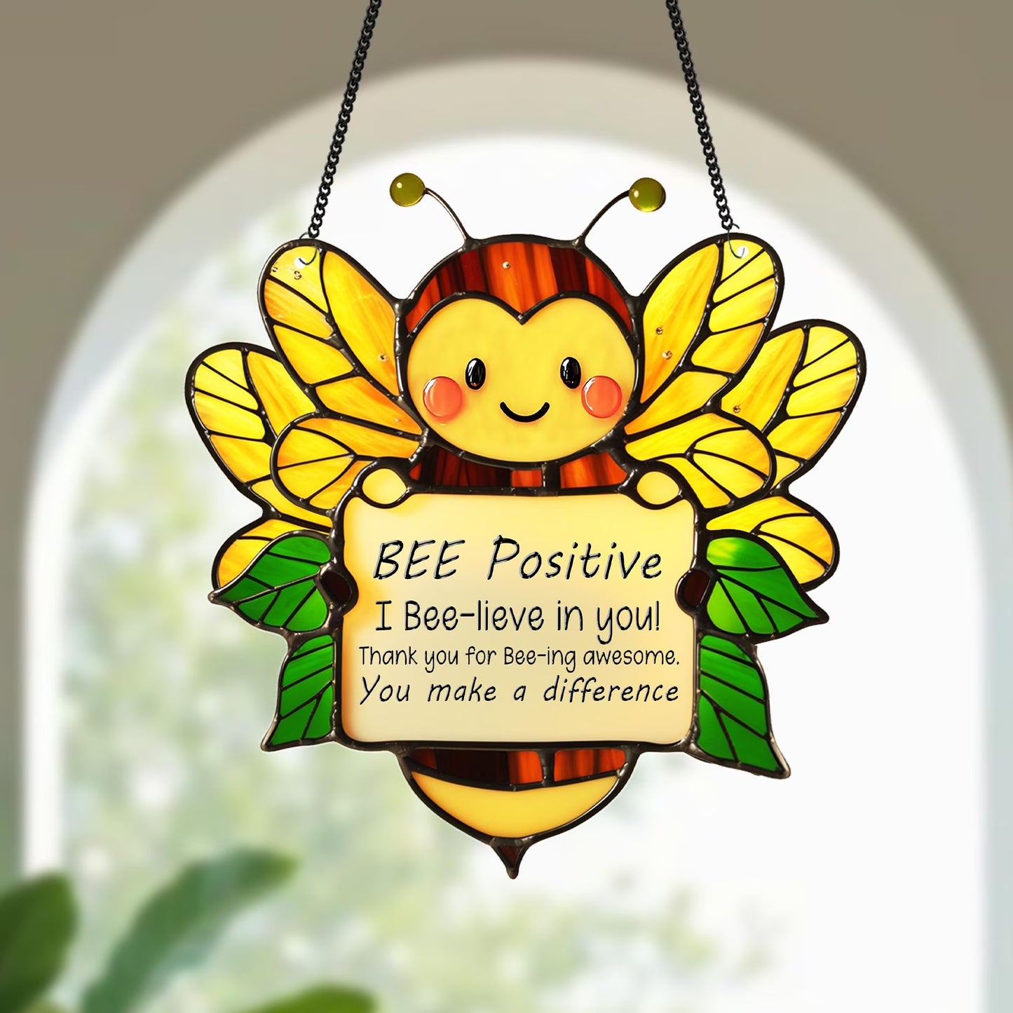 Netecom Acrylic Bee Sunflower Suncatcher, Emotional Support Gift, Inspirational Window Art for Home, Office, Teacher Appreciation