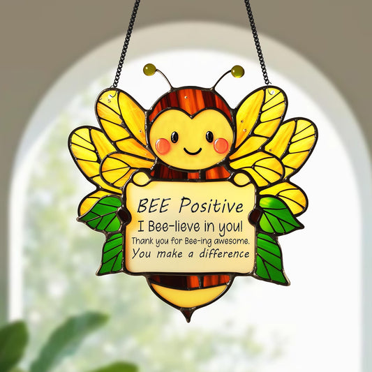 Netecom Acrylic Bee Sunflower Suncatcher, Emotional Support Gift, Inspirational Window Art for Home, Office, Teacher Appreciation