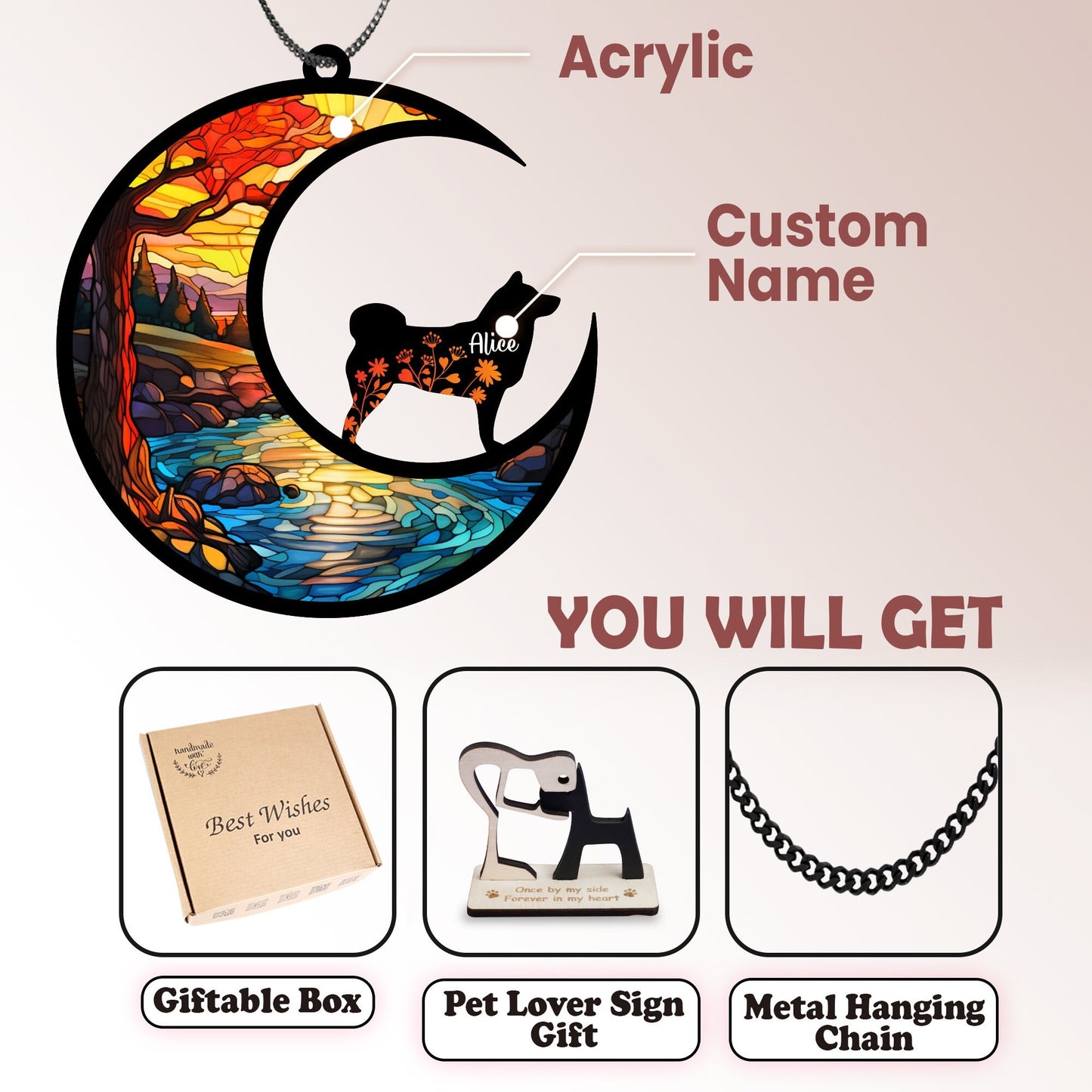Netecom Personalized Cat Memorial Suncatcher – Custom Rainbow Bridge Pet Loss Ornament, Acrylic Pet Name Remembrance Gift, Sympathy Gift for Cat Lovers