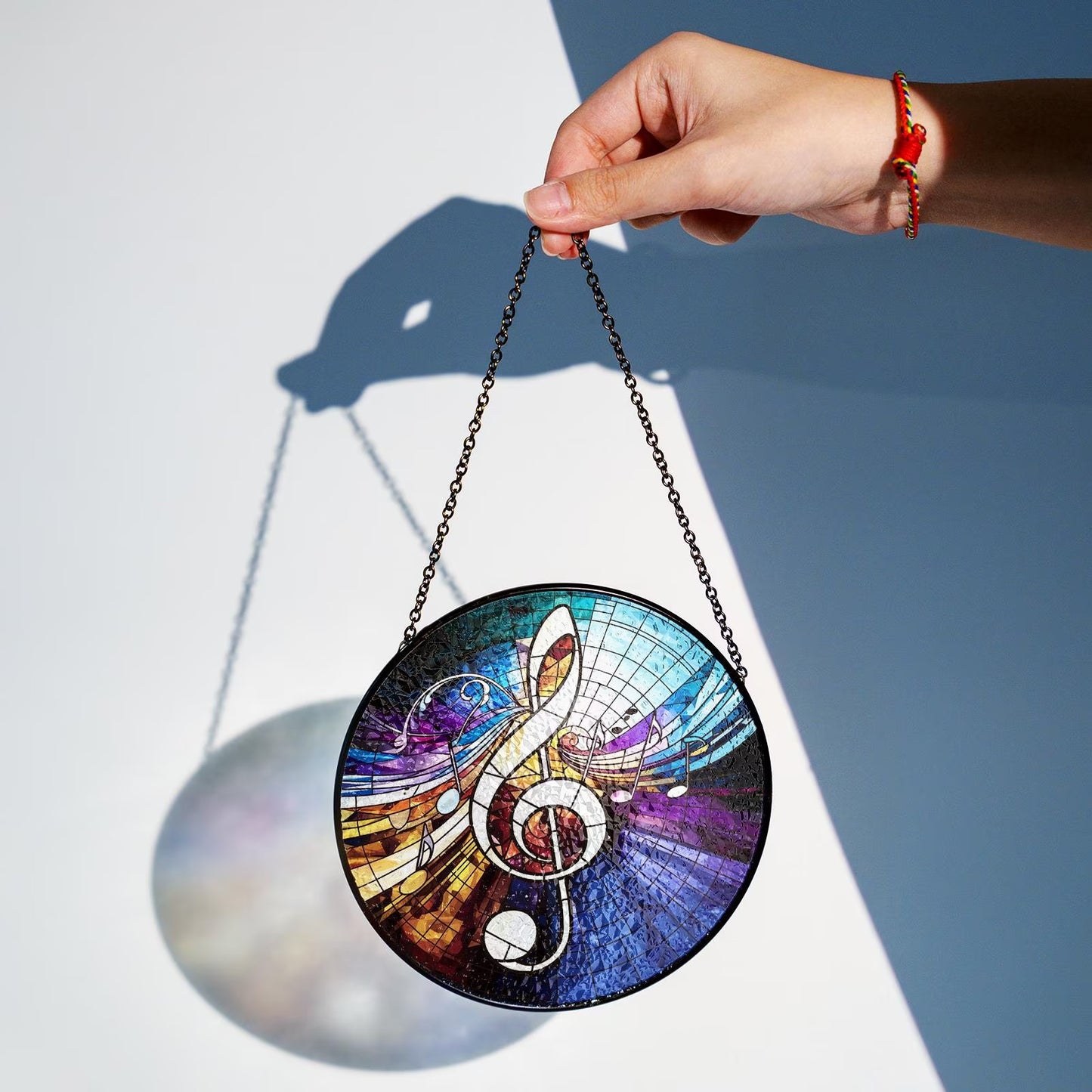 Netecom Musical Note Treble Clef Stained Glass Suncatcher – Music Teacher Gift, Piano Instructor Home Decor, Music Lover Window Hanging, Artistic Gift for Musicians