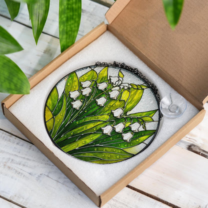 Netecom Lily of the Valley Glass Suncatcher – Spring Flower Ornament, Window Hanging Home Decor, New House Gift for Mom, Nana Mother