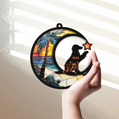 Netecom Personalized Pet Memorial Suncatcher – Dog Cat Loss Sympathy Gift, Custom Name Dog Decor, Pet Remembrance Gift, Pet Loss Memorial Keepsake