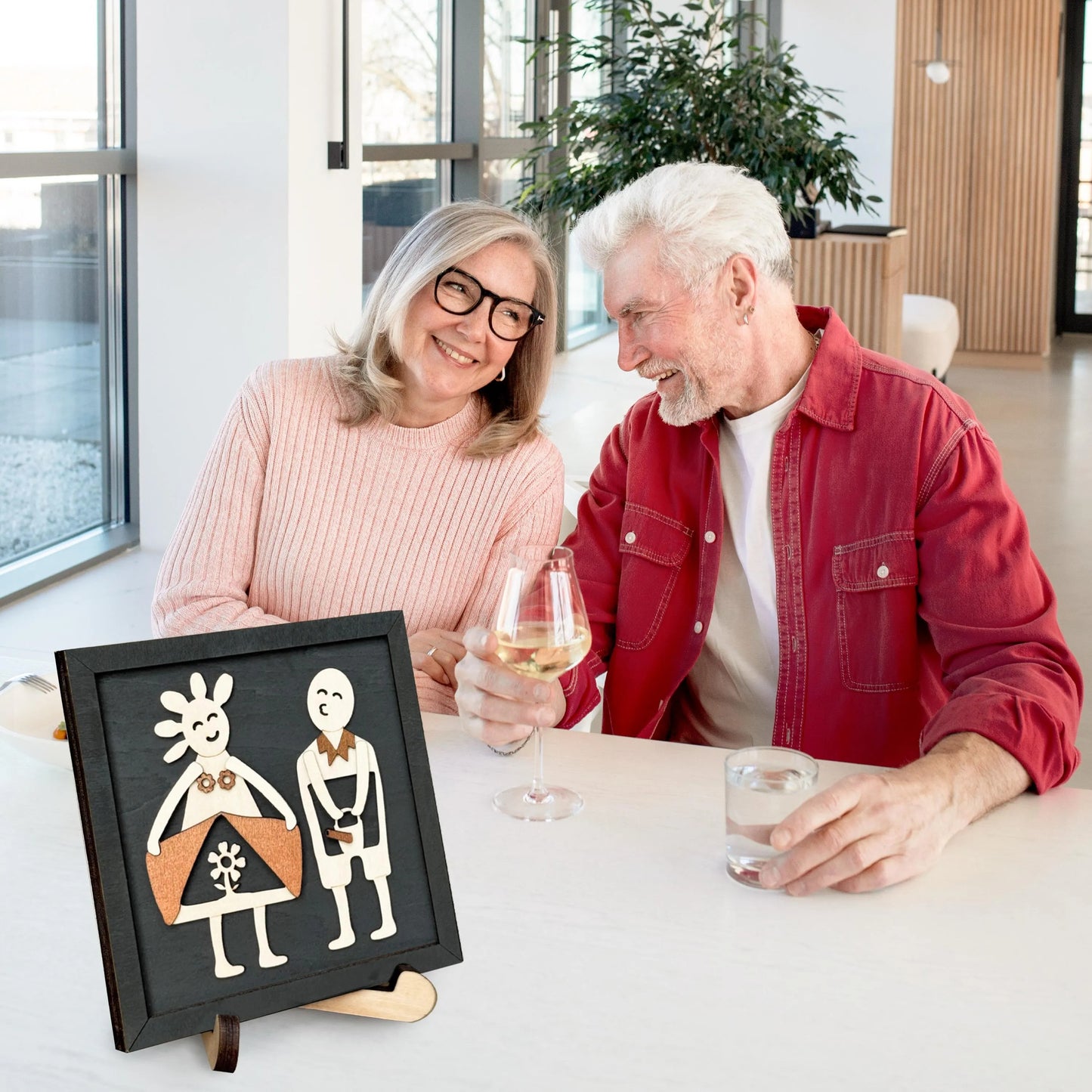 Netecom Personalized Valentine Wooden Sign Funny Couple Gift Custom Names Frame for Boyfriend Husband Wife Romantic Home Decor