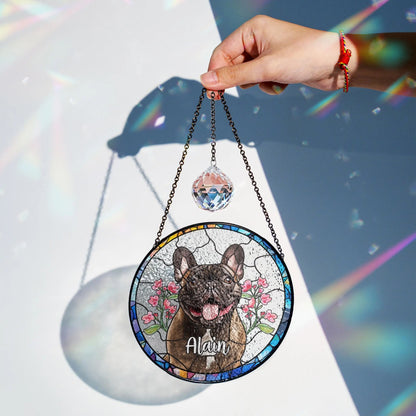 Netecom Personalized Horse Portrait Stained Glass Suncatcher – Custom Pet Memorial Lightcatcher, Dog, Cat, and Fish Memorial Photo Ornament, Pet Lover Window Hanging