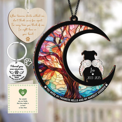 Netecom Doberman Dog Memorial Suncatcher – Personalized Pet Loss Ornament, Rainbow Bridge Sympathy Gift, Bereavement Keychain and Remembrance Set