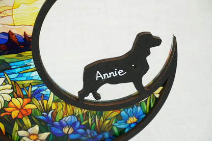 Netecom English Springer Spaniel Memorial Suncatcher – Personalized Pet Loss Sympathy Gift, Acrylic & Wood Dog Memorial Ornament, Window and Wall Decor for Dog Lovers