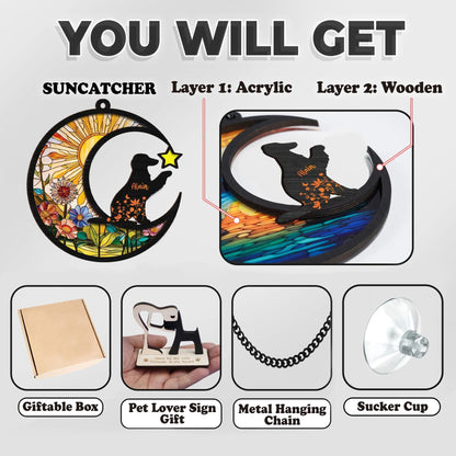 Netecom Personalized Pet Memorial Suncatcher – Dog Cat Loss Sympathy Gift, Custom Name Dog Decor, Pet Remembrance Gift, Pet Loss Memorial Keepsake