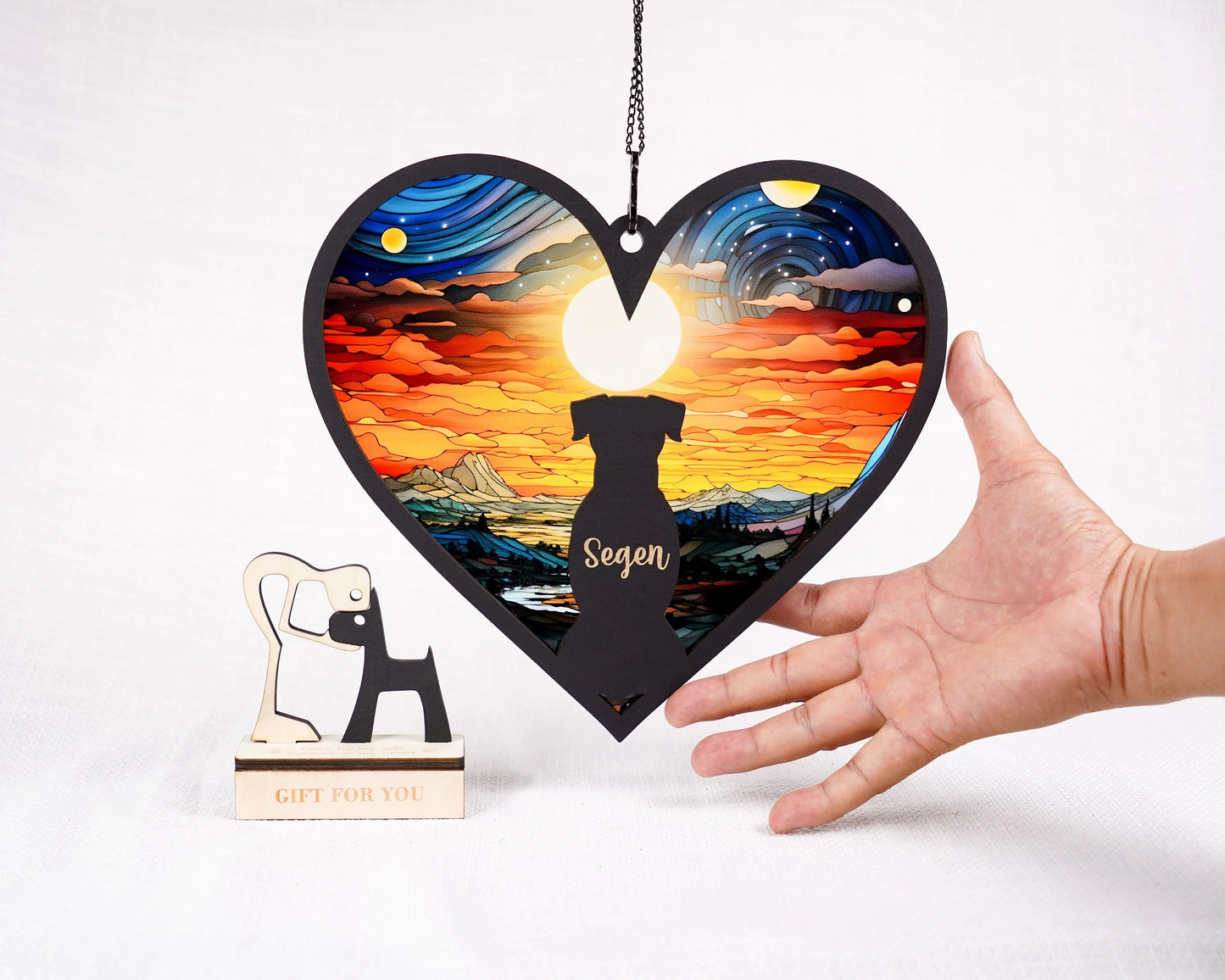 Netecom Personalized Pet Memorial Suncatcher – Custom Dog Ornament, Rainbow Bridge Pet Loss Gift, Stained Glass Light Catcher for Pet Sympathy and Remembrance