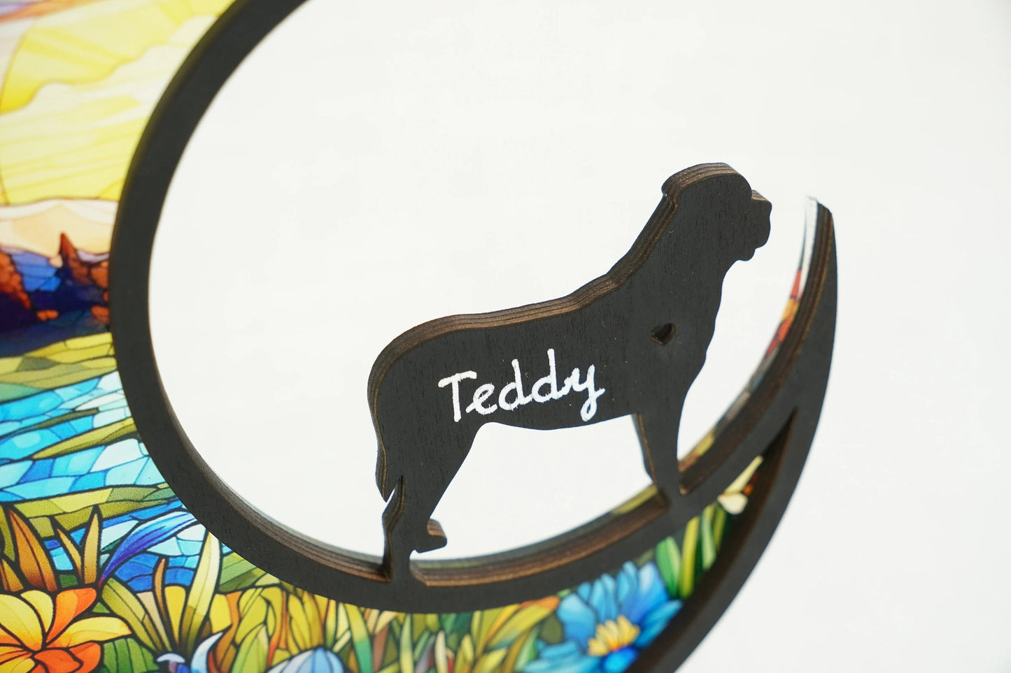 Netecom 6" Mastiff Memorial Suncatcher – Dog Remembrance Ornament, Loss of Pet, Dog on Moon Light Catcher, Mastiff Lovers Sympathy Gift, Window Hanging