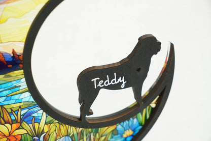 Netecom 6" Mastiff Memorial Suncatcher – Dog Remembrance Ornament, Loss of Pet, Dog on Moon Light Catcher, Mastiff Lovers Sympathy Gift, Window Hanging