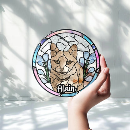 Netecom Personalized Horse Portrait Stained Glass Suncatcher – Custom Pet Memorial Lightcatcher, Dog, Cat, and Fish Memorial Photo Ornament, Pet Lover Window Hanging