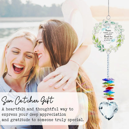 Netecom Thank You Appreciation Crystal Suncatcher Gift for Women, Gratitude Window Hanging, Teacher Thank You Gift, Inspirational Crystal Decor
