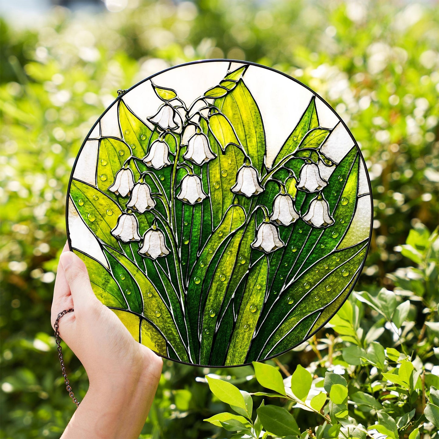Netecom Lily of the Valley Glass Suncatcher – Spring Flower Ornament, Window Hanging Home Decor, New House Gift for Mom, Nana Mother