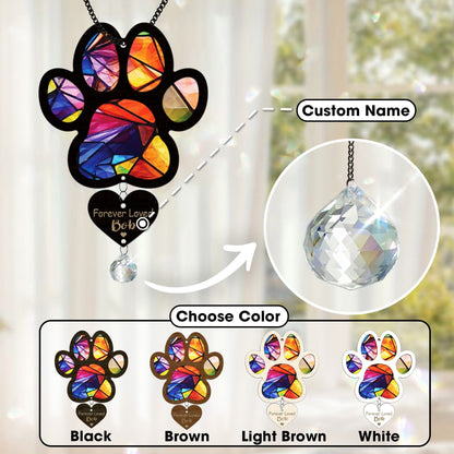 Netecom Personalized Dog Memorial Crystal Suncatcher – Pet Loss Sympathy Gift, Dog Paw Ornament, Rainbow Bridge Dog Remembrance, Cat Memorial Window Hanging