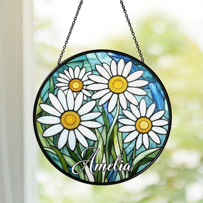 Netecom White Lily Flower Glass Suncatcher – May Birth Month Flower, Mother’s Day Gift for Mom, Grandma, Nana, Nini, Natural Lover Garden Decor