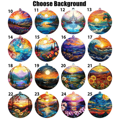 Netecom Personalized Dog Memorial Suncatcher Gift Set – Custom Pet Loss Ornament, Bereavement Keychain and Sympathy Card, Rainbow Bridge Remembrance