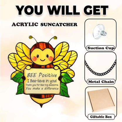 Netecom Acrylic Bee Sunflower Suncatcher, Emotional Support Gift, Inspirational Window Art for Home, Office, Teacher Appreciation