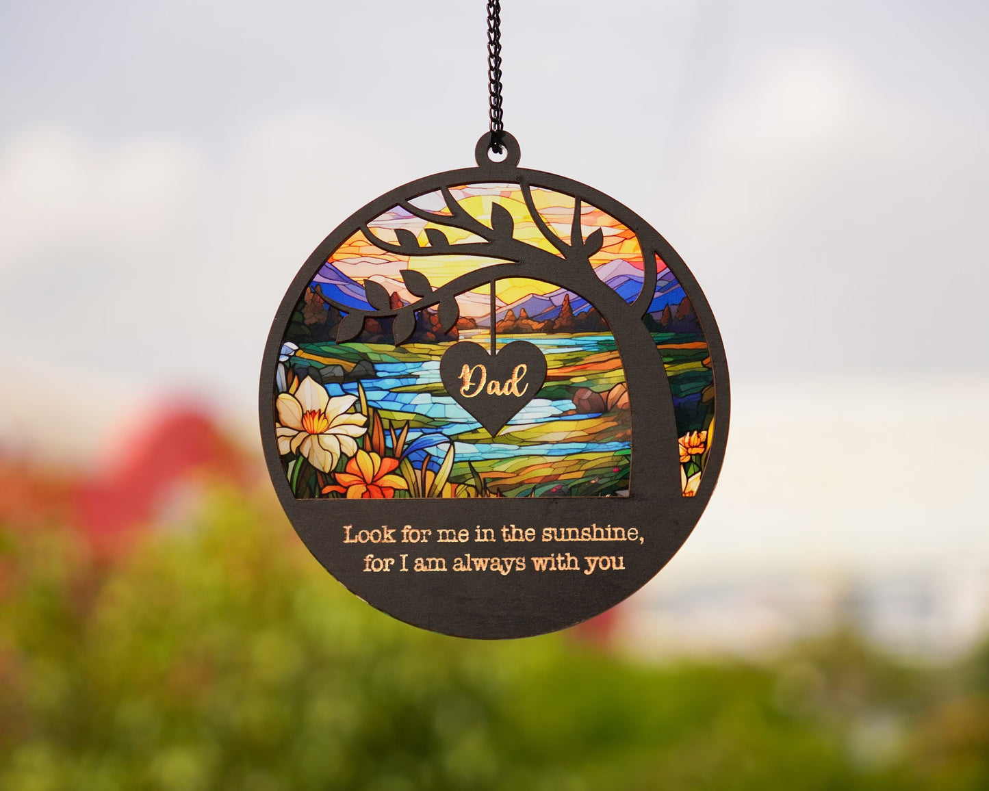 Netecom Loss of Dad Sympathy Gift – Personalized Memorial Suncatcher, Father in Heaven Remembrance, Dad Memorial Keepsake, Loss of Father Day Gift