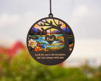 Netecom Loss of Dad Sympathy Gift – Personalized Memorial Suncatcher, Father in Heaven Remembrance, Dad Memorial Keepsake, Loss of Father Day Gift