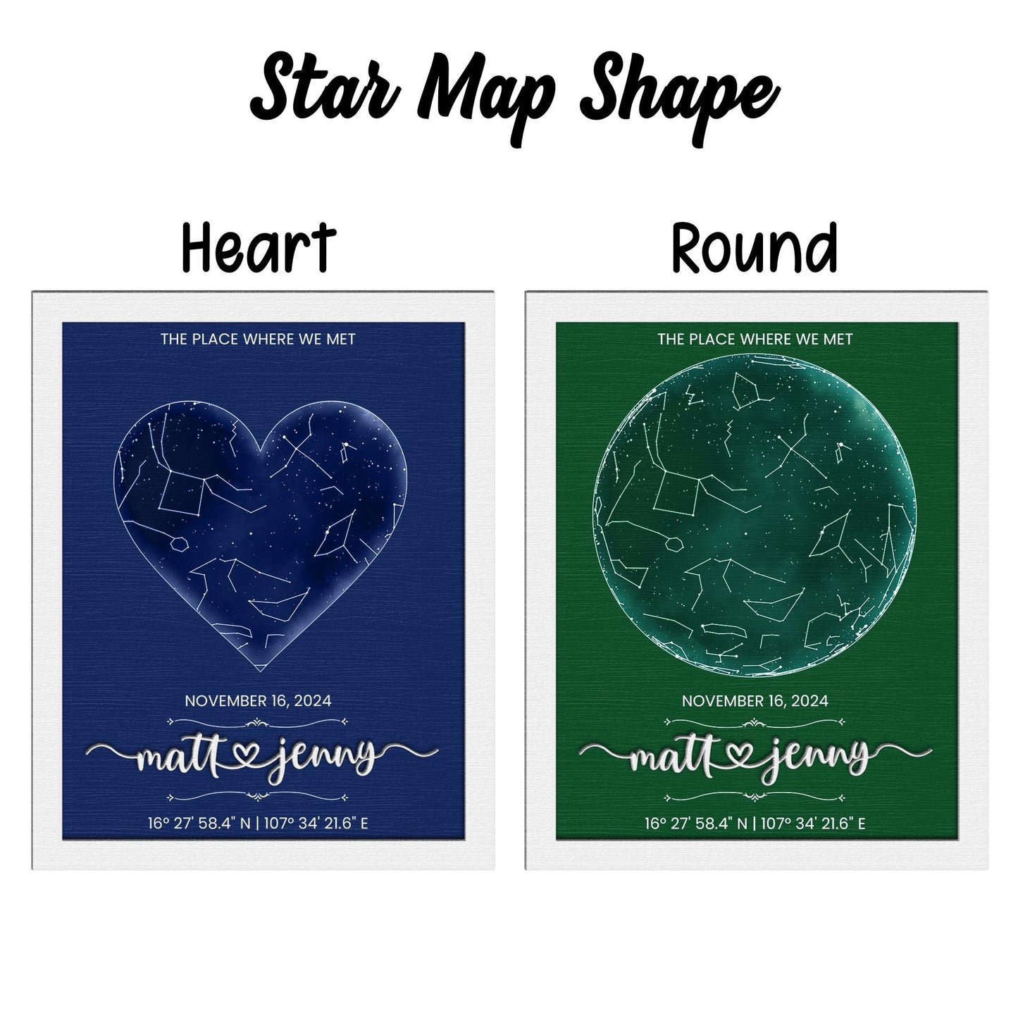 Netecom Personalized Star Map Wooden Frame Custom Constellation Print by Date Night We Met Anniversary Gift Engagement Wedding Keepsake