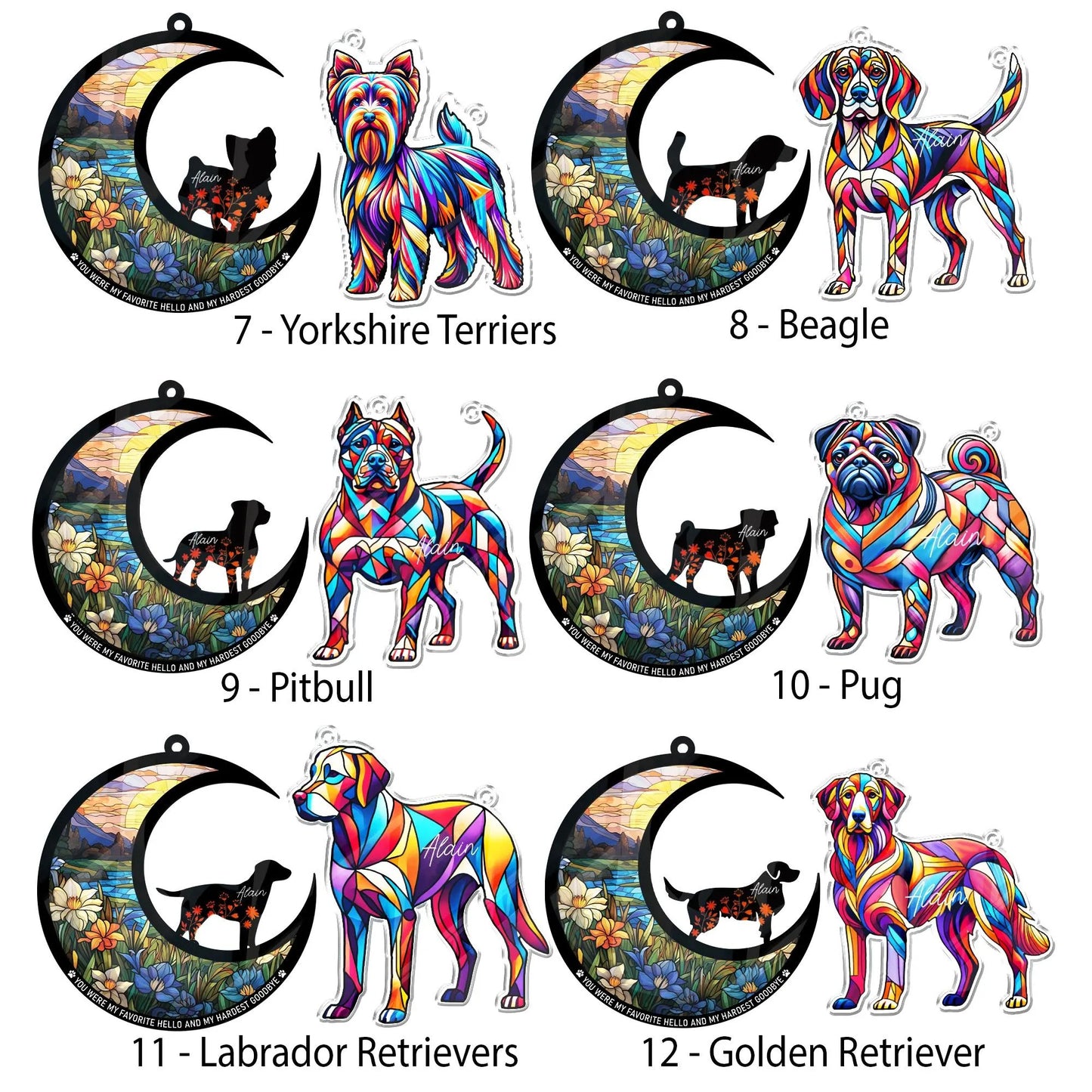 Netecom Combo 2 Labrador Retriever Memorial Suncatchers – Dog Remembrance Keepsake, Loss of Dog Memorial Ornament, Labrador Decor, Window Hanging