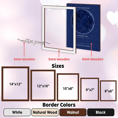 Netecom Personalized Star Map Wooden Frame Custom Constellation Print by Date Night We Met Anniversary Gift Engagement Wedding Keepsake