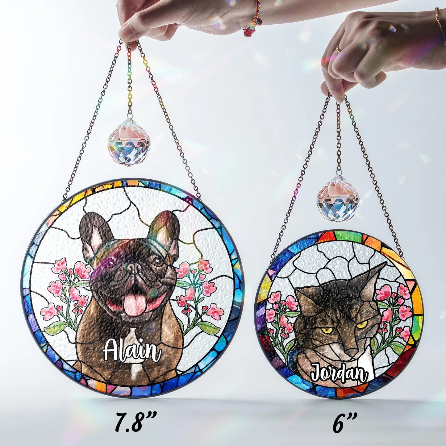 Netecom Personalized Horse Portrait Stained Glass Suncatcher – Custom Pet Memorial Lightcatcher, Dog, Cat, and Fish Memorial Photo Ornament, Pet Lover Window Hanging