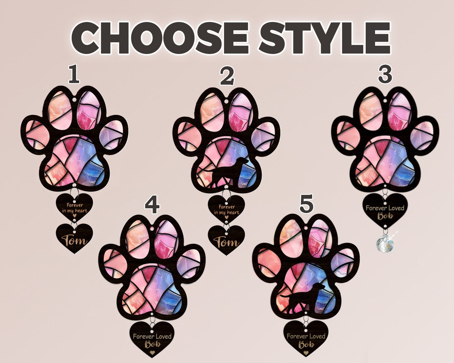 Netecom Personalized Dog Memorial Crystal Suncatcher – Pet Loss Sympathy Gift, Dog Paw Ornament, Rainbow Bridge Dog Remembrance, Cat Memorial Window Hanging