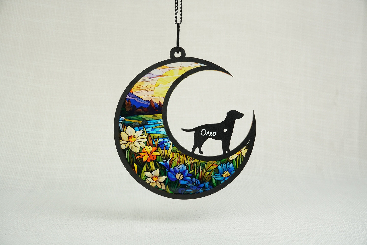 Netecom Labrador Retriever Dog Memorial Suncatcher – Personalized Pet Loss Sympathy Gift, Personalized Dog Passing Ornament, Acrylic and Wood Remembrance Decoration