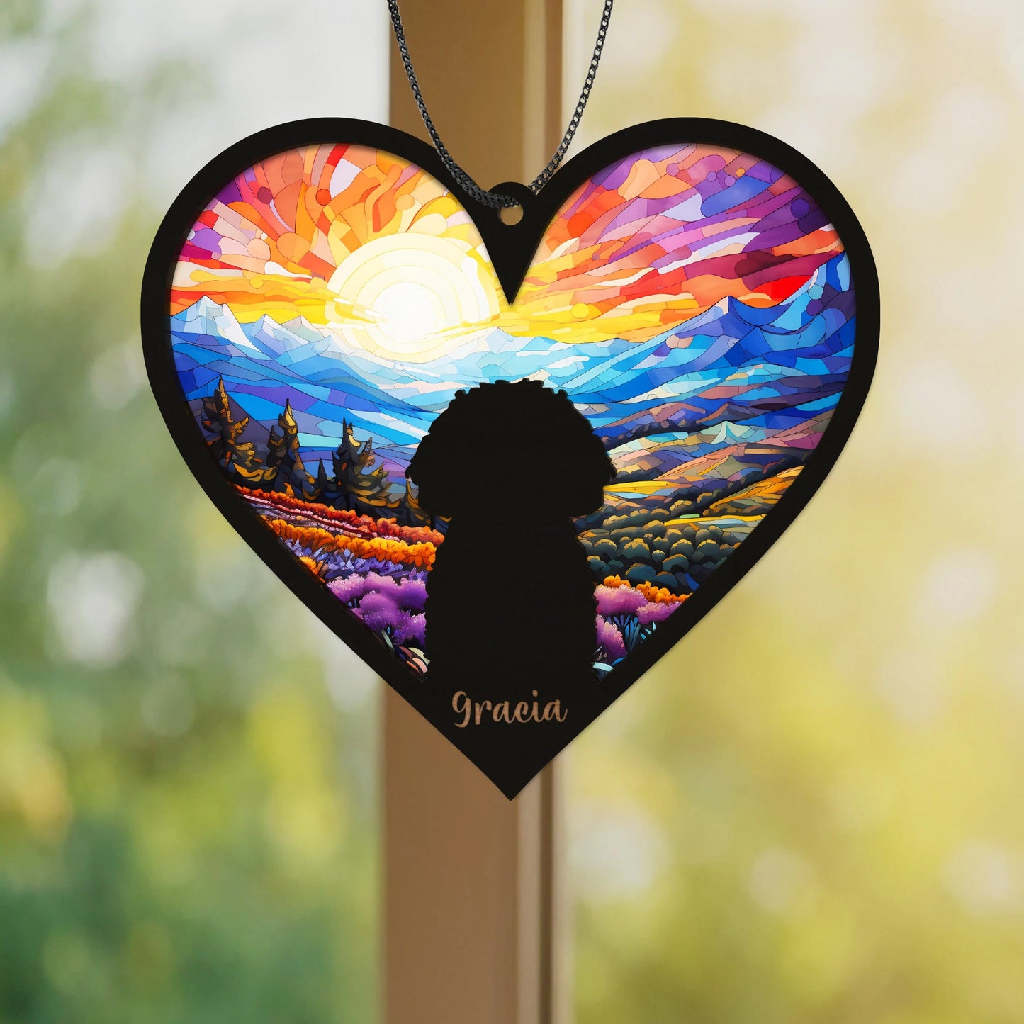 Netecom Personalized Pet Memorial Suncatcher – Custom Dog Ornament, Rainbow Bridge Pet Loss Gift, Stained Glass Light Catcher for Pet Sympathy and Remembrance