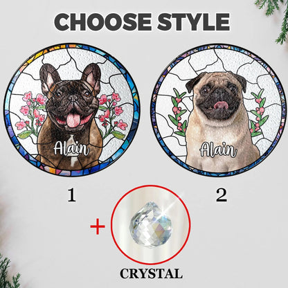 Netecom Personalized Horse Portrait Stained Glass Suncatcher – Custom Pet Memorial Lightcatcher, Dog, Cat, and Fish Memorial Photo Ornament, Pet Lover Window Hanging