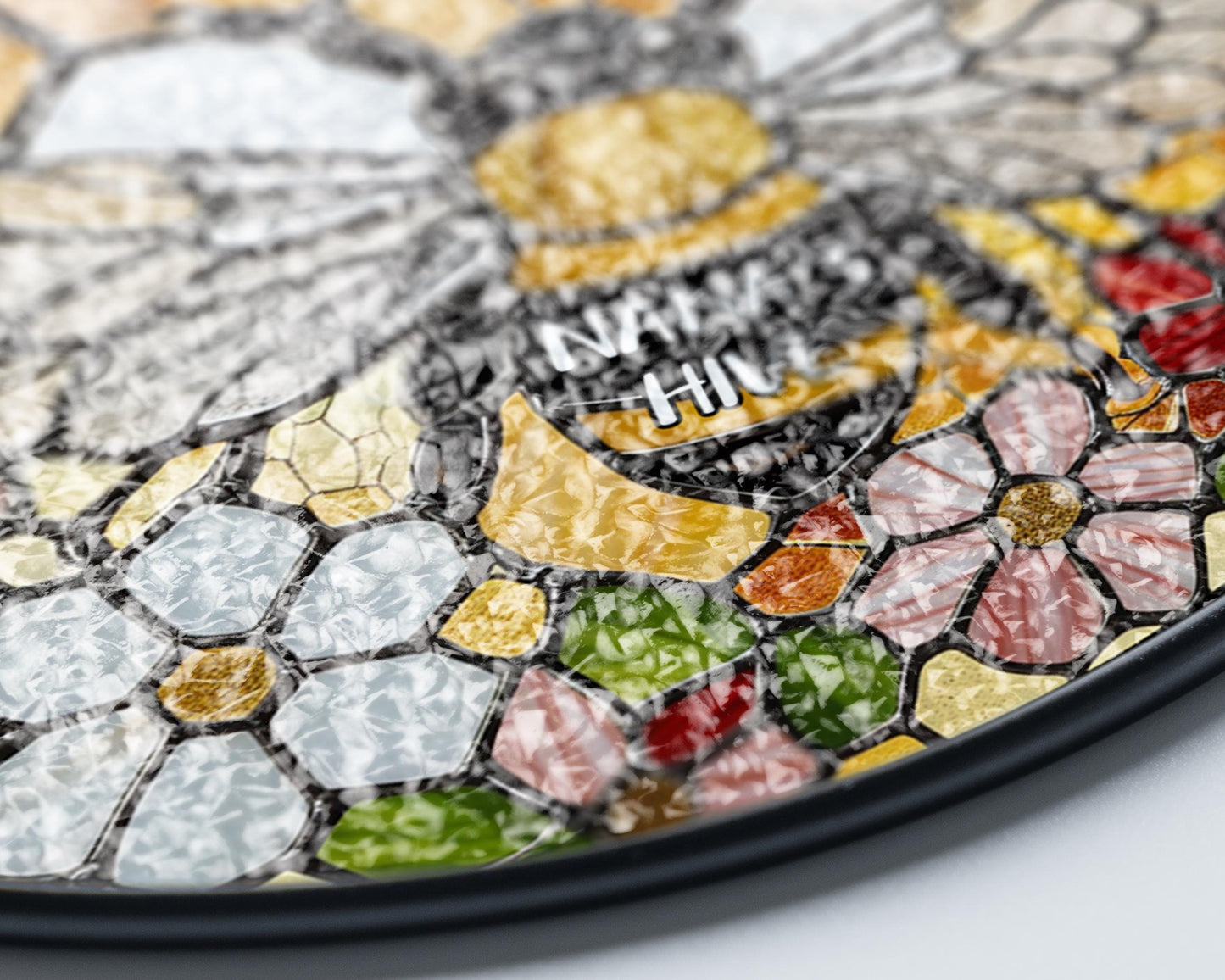 Netecom Personalized Grandma Garden Bee Stained Glass Suncatcher – Honeycomb Bee Window Hanging, Custom Kids Names, Mother’s Day Gift for Grandma and Garden Lovers