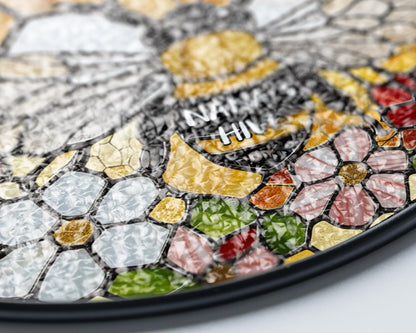 Netecom Personalized Grandma Garden Bee Stained Glass Suncatcher – Honeycomb Bee Window Hanging, Custom Kids Names, Mother’s Day Gift for Grandma and Garden Lovers