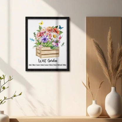 Netecom Personalized Birth Flower Family Wooden Frame Custom Birth Month Garden Sign Mother’s Day Gift for Mom Nana Grandma Wall Art Decor