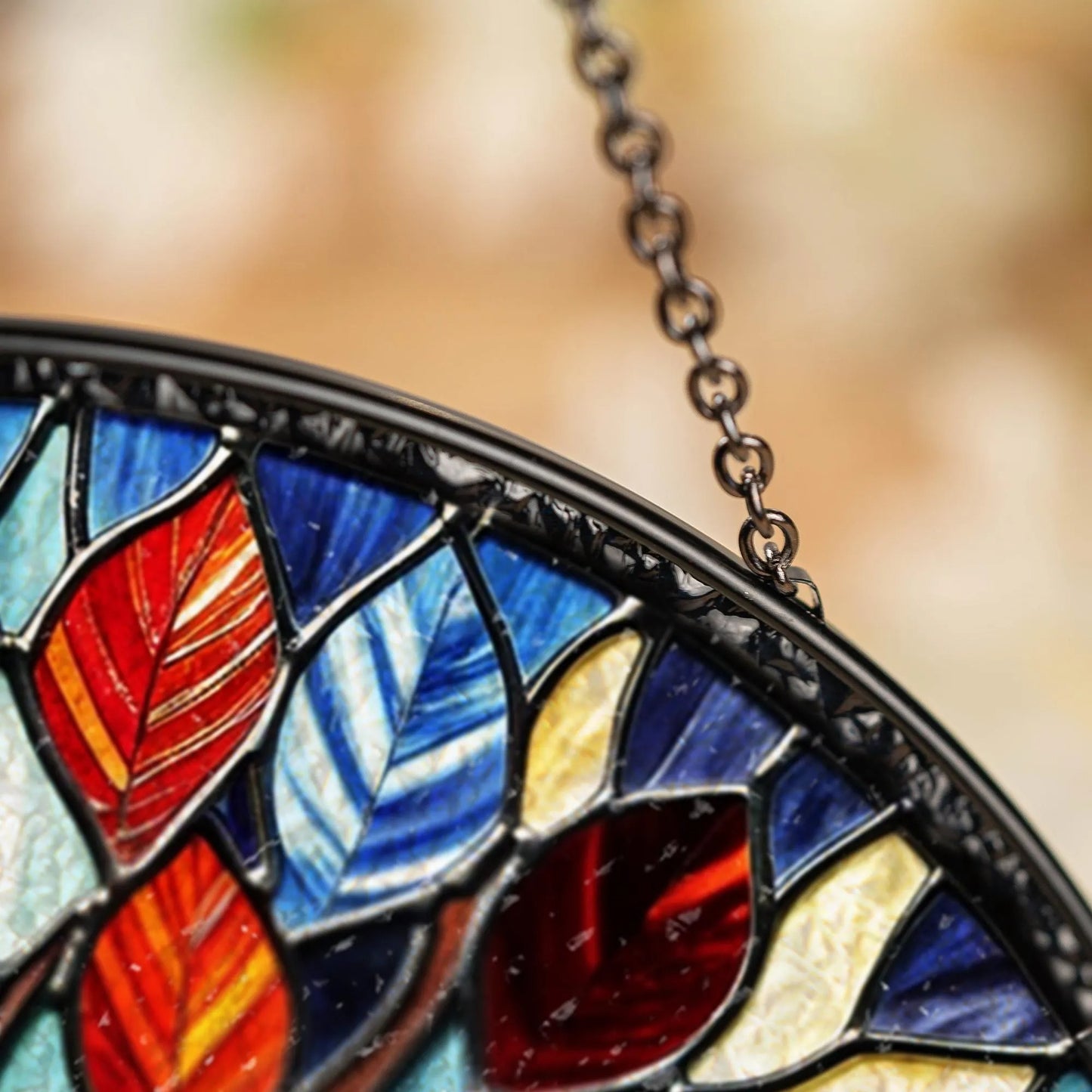 Netecom Personalized Tree of Life Stained Glass Suncatcher, Custom Window Hanging, Crystal Sun Catcher Home Decor Gift, Spiritual Glass Ornament