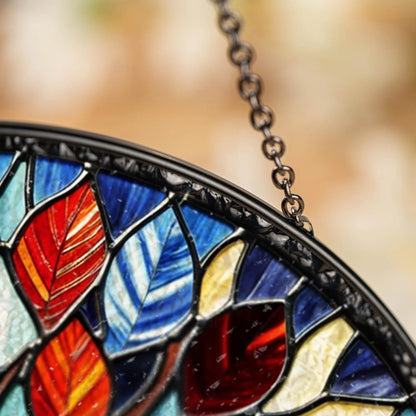 Netecom Personalized Tree of Life Stained Glass Suncatcher, Custom Window Hanging, Crystal Sun Catcher Home Decor Gift, Spiritual Glass Ornament