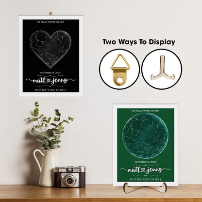 Netecom Personalized Star Map Wooden Frame Custom Constellation Print by Date Night We Met Anniversary Gift Engagement Wedding Keepsake
