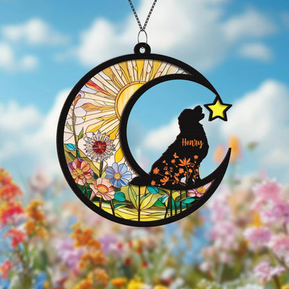 Netecom Personalized Pet Memorial Suncatcher – Dog Cat Loss Sympathy Gift, Custom Name Dog Decor, Pet Remembrance Gift, Pet Loss Memorial Keepsake