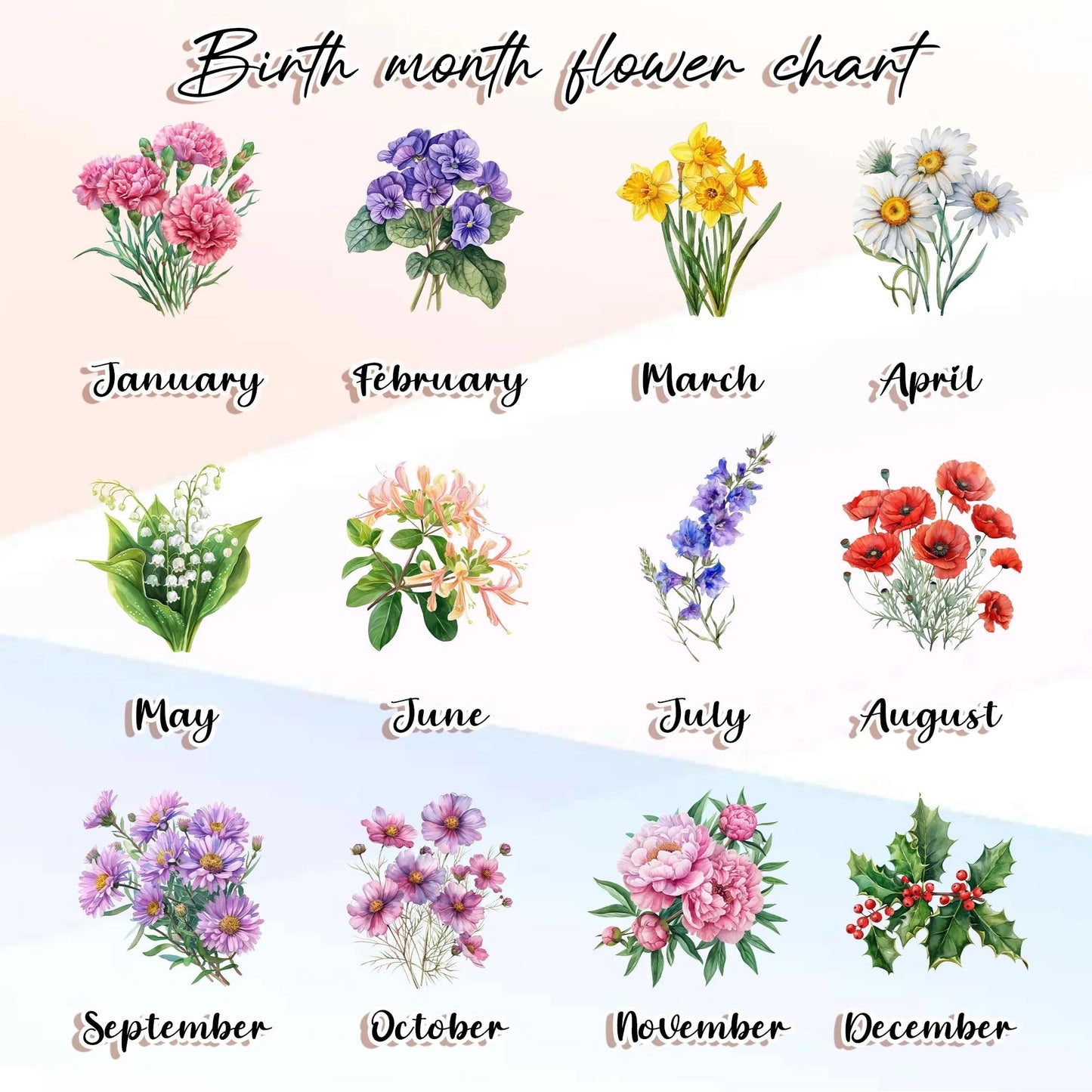 Netecom Personalized Birth Flowers Stained Glass Suncatcher – Custom Grandma’s Garden Gift, Floral Gift for Mom Grandma from Grandkids