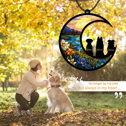 Netecom 2-3 Pets Passing Away Memorial Ornament – Dog & Cat Memorial Suncatcher, Loss of Pet Sympathy Gift, Dog Mom Stained Glass, Rainbow Bridge Remembrance
