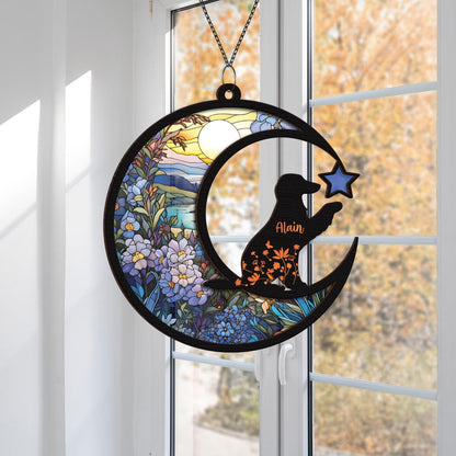 Netecom Personalized Pet Memorial Suncatcher – Dog Cat Loss Sympathy Gift, Custom Name Dog Decor, Pet Remembrance Gift, Pet Loss Memorial Keepsake