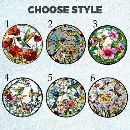 Netecom Hummingbird Sunflower Stained Glass Suncatcher – Window Hanging Bird Ornament and Sympathy Gift for Mom, Nature-Inspired Indoor Decor
