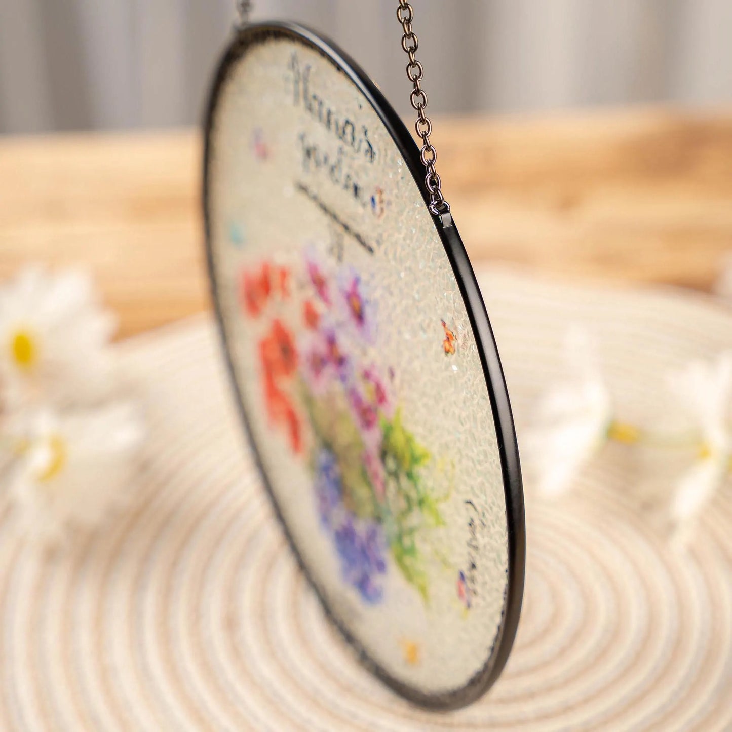 Netecom Personalized Birth Flowers Stained Glass Suncatcher – Custom Grandma’s Garden Gift, Floral Gift for Mom Grandma from Grandkids