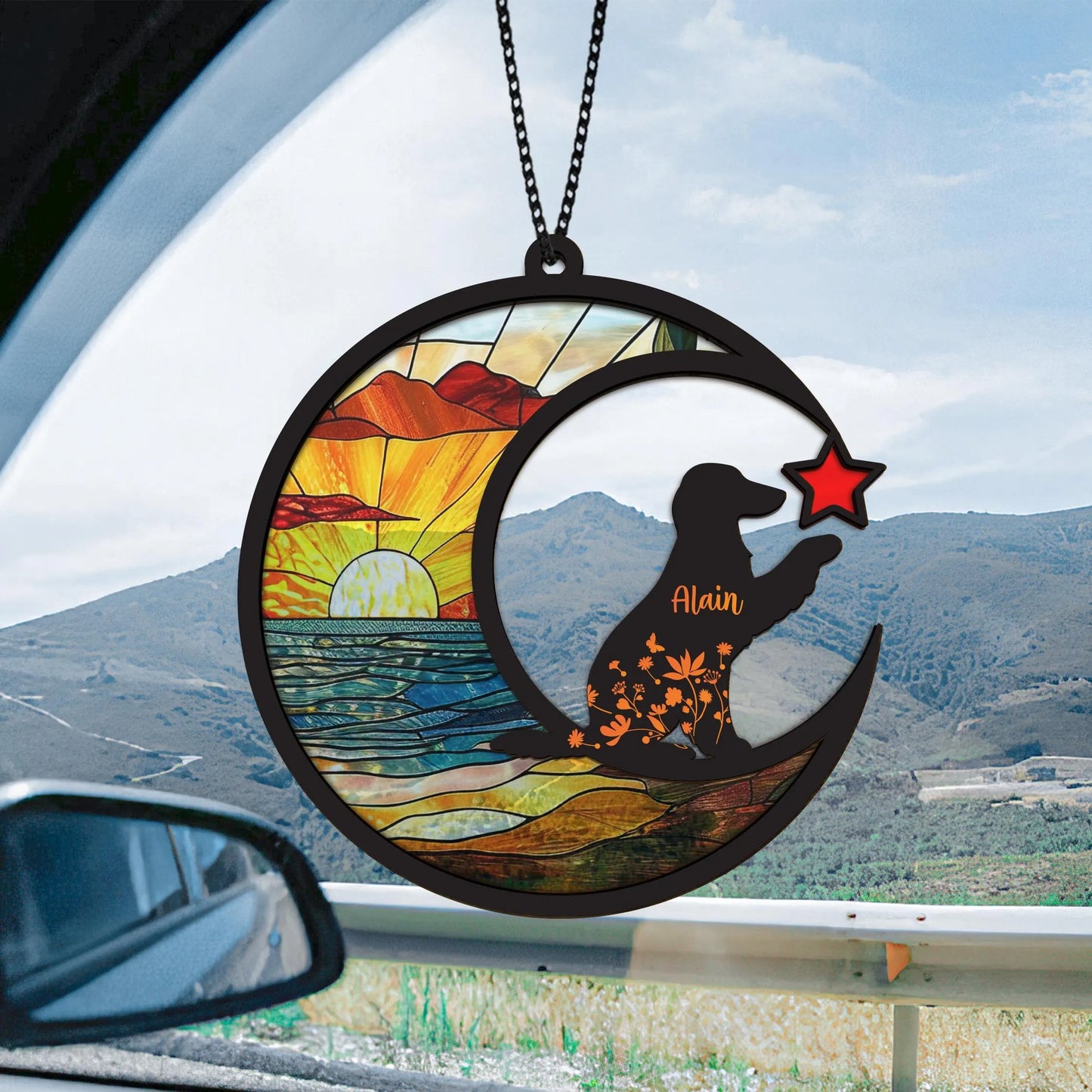 Netecom Personalized Pet Memorial Suncatcher – Dog Cat Loss Sympathy Gift, Custom Name Dog Decor, Pet Remembrance Gift, Pet Loss Memorial Keepsake