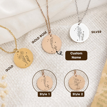 Netecom Birth Flower Necklace for Women, Meaningful Jewelry Gift for Mom Grandma Friend