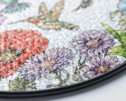 Netecom Personalized Grandma's Garden Gift – Hummingbird Stained Glass Suncatcher, Family Birth Flower, Mother’s Day Gift for Mom Grandma