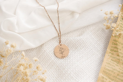 Netecom Birth Flower Necklace for Women, Meaningful Jewelry Gift for Mom Grandma Friend