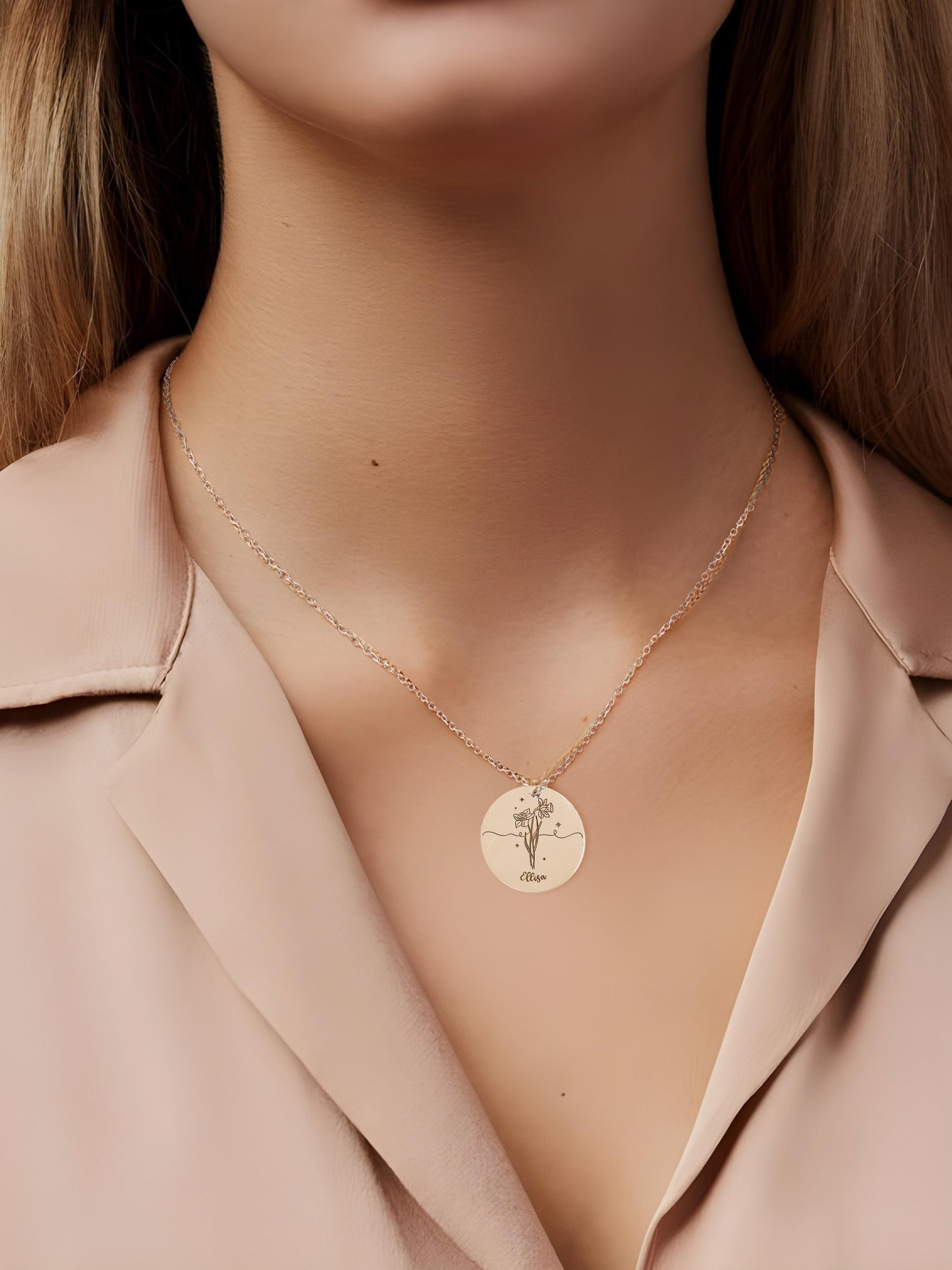 Netecom Birth Flower Necklace for Women, Meaningful Jewelry Gift for Mom Grandma Friend