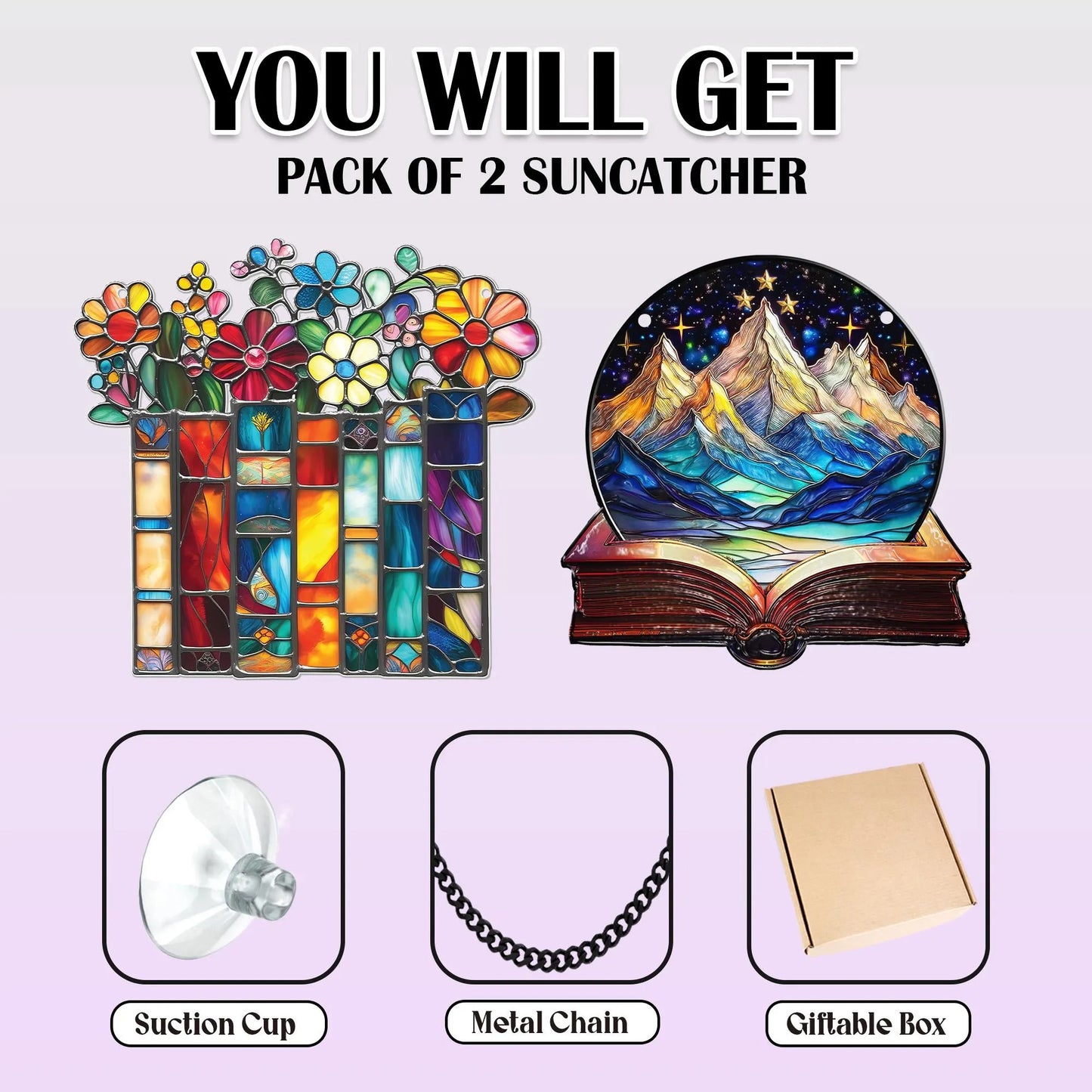 Netecom Bookaholic Acrylic Suncatcher Ornament, Fantasy Book Lover Window Hanging, Bookish Bookshelf Decor, Gift for Readers Bibliophiles