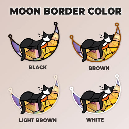 Netecom Sleeping Cat on Moon Memorial Suncatcher – Personalized Pet Loss Sympathy Gift, Acrylic Ornament for Cat Lovers, Pet Remembrance for Cat Passing
